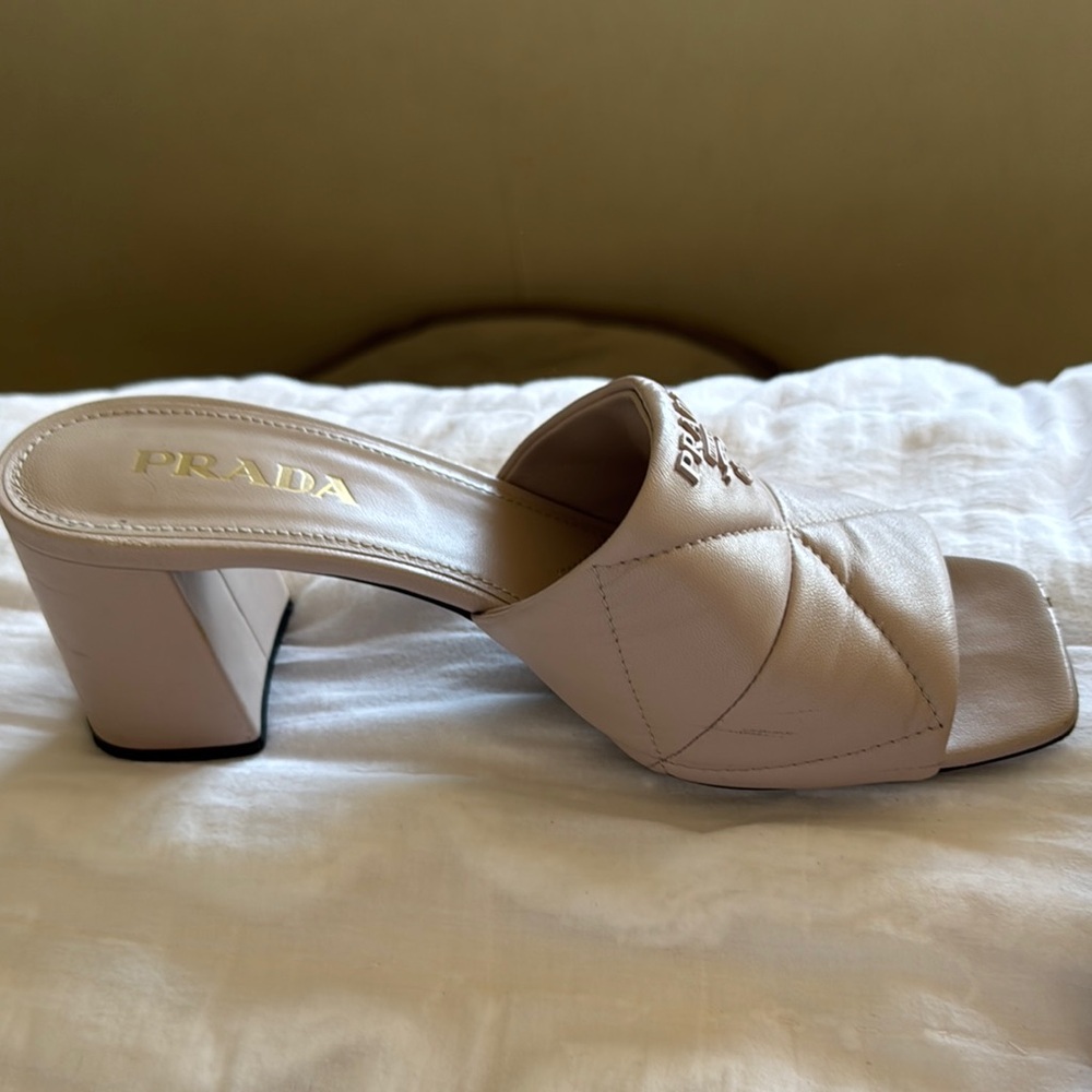 Prada Women's Beige Leather Mules - Picture 7 of 7